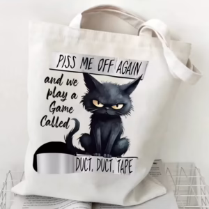 Duct Duct Tape Black Cat Canvas Tote Bag