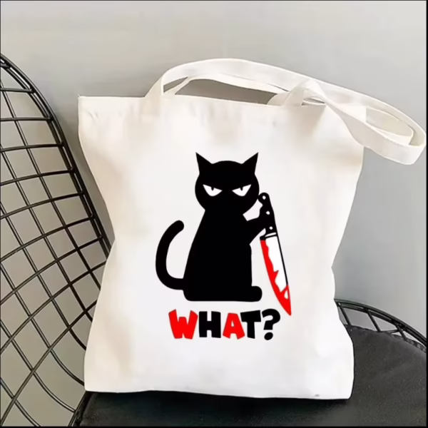 What Black Cat Canvas Tote Bag