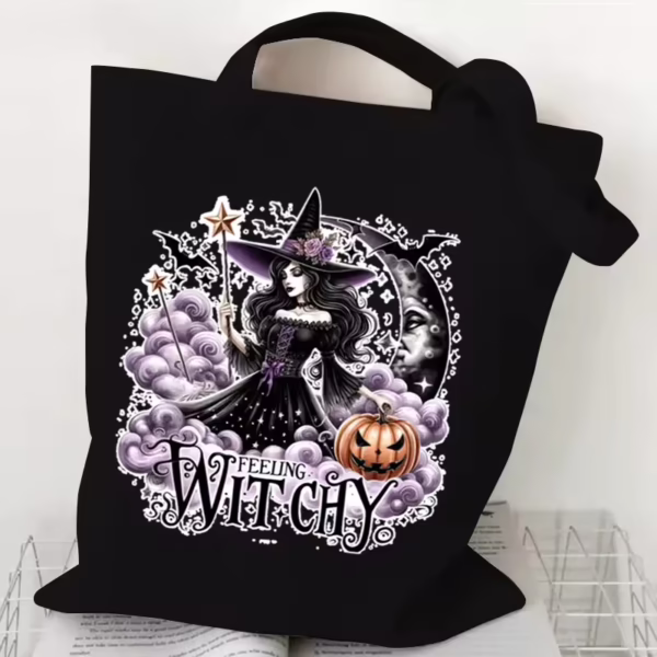 Feeling Witchy Black Canvas Tote Bag