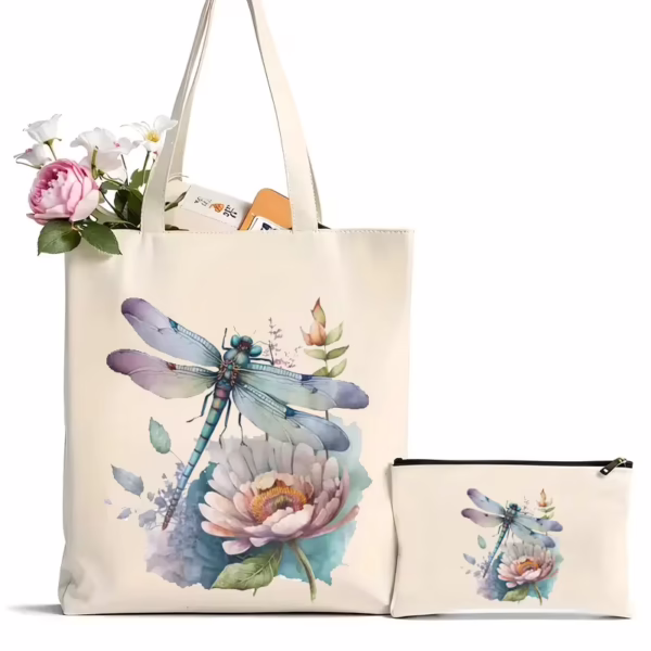 Dragonfly Bloom Canvas Tote Bag