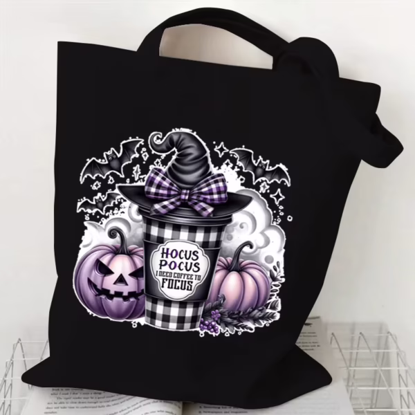 Hocus Pocus Coffee Black Canvas Tote Bag