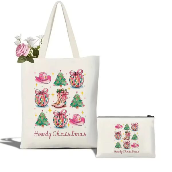Howdy Christmas Canvas Tote Bag Set