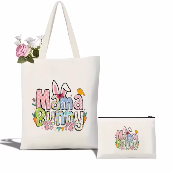 Mama Bunny Canvas Tote Bag Set