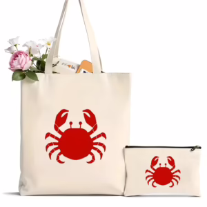 Coastal Crab Canvas Tote Bag Set