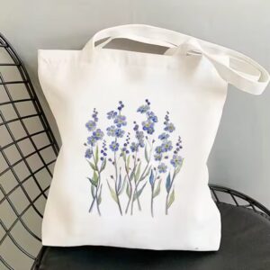 Blue Forget Me Not Blooms Floral Tote Bag