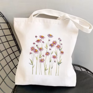 Mauve Daisies Floral Canvas Tote Bag